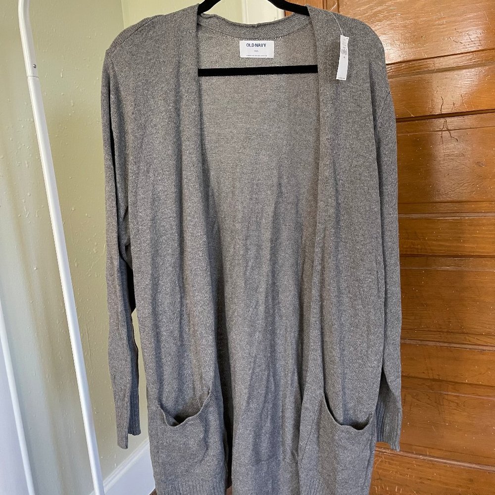 Grey Long Cardigan with Pockets